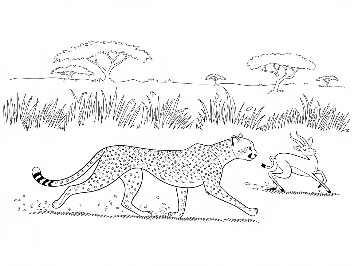 Cheetah on the Chase: A Thrilling Savanna Scene