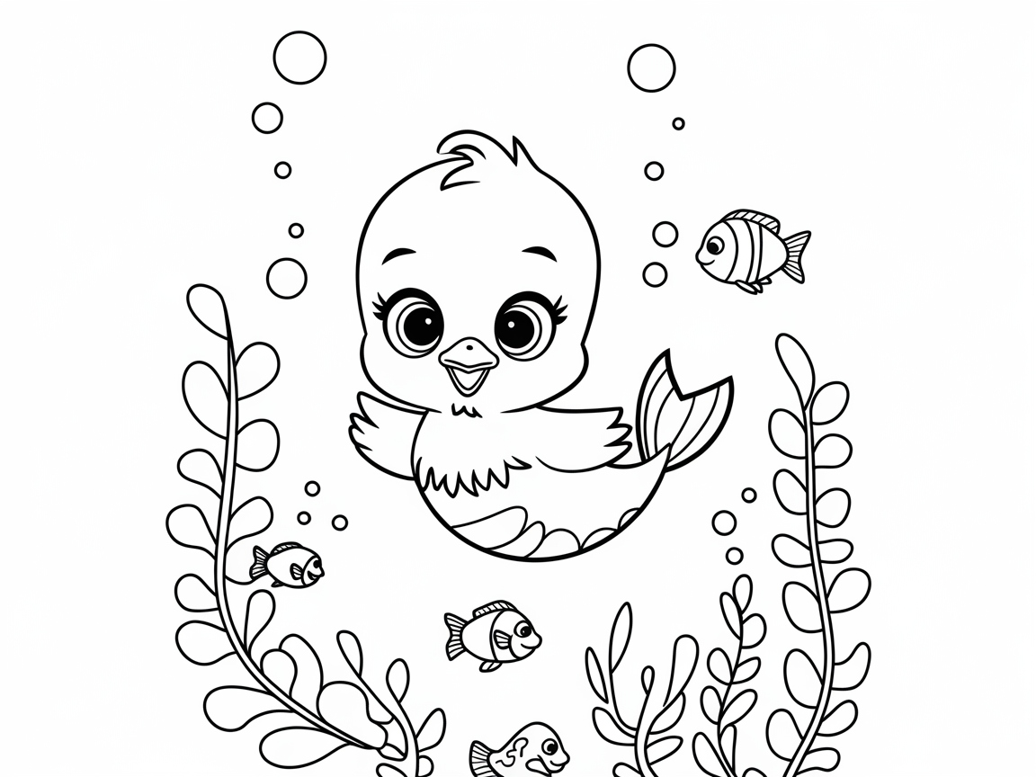 Dive Into Coloring with This Mermaid Chick