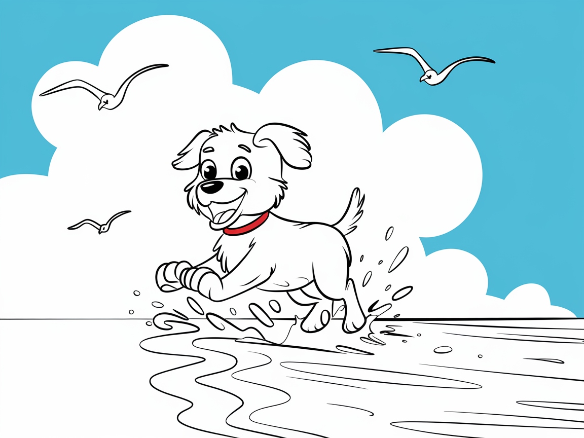 Splash into Fun with This Playful Beach Puppy