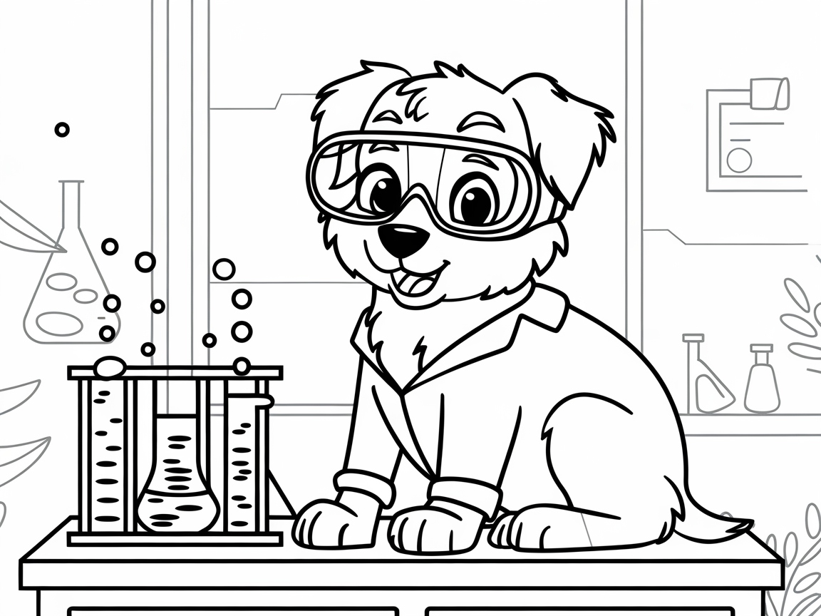 Science Lab Adventure with an Australian Shepherd Puppy