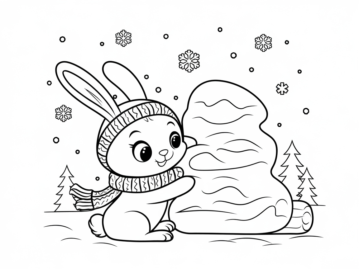 Winter Wonderland with Bunny and Snowflakes