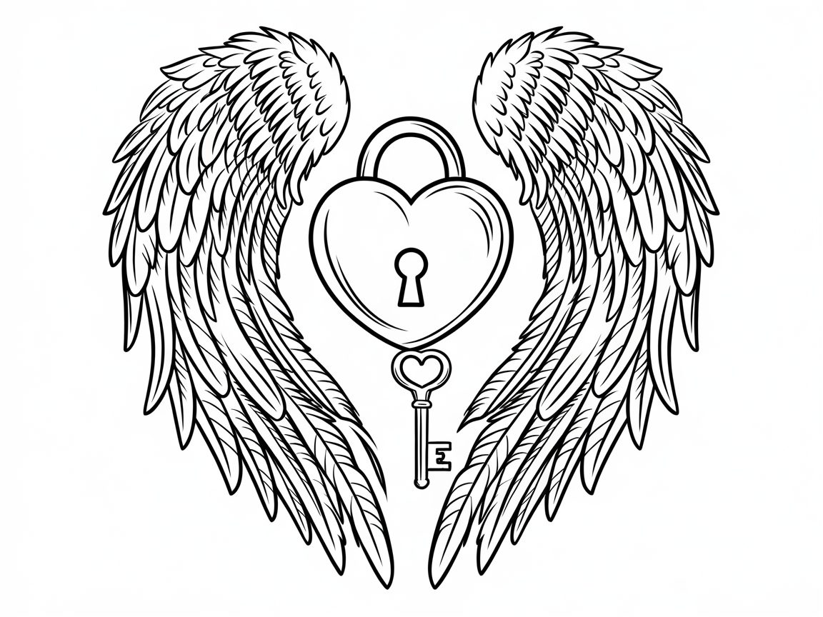 Unlock Creativity with Keyed Heart Angel Wings