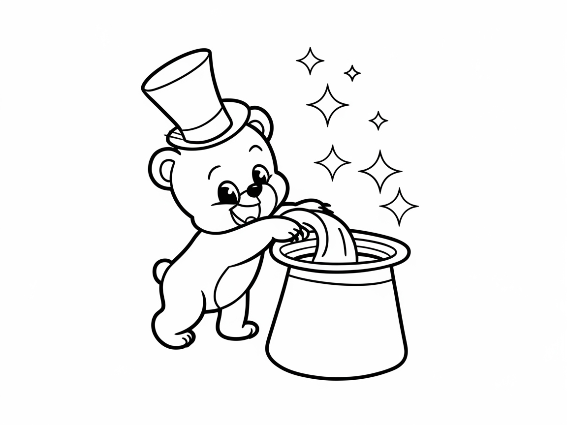 Magic Show Fun with a Top Hat Bear