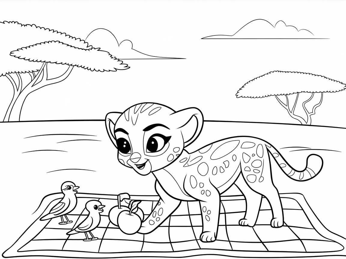 Picnic on the Savannah with Baby Cheetah