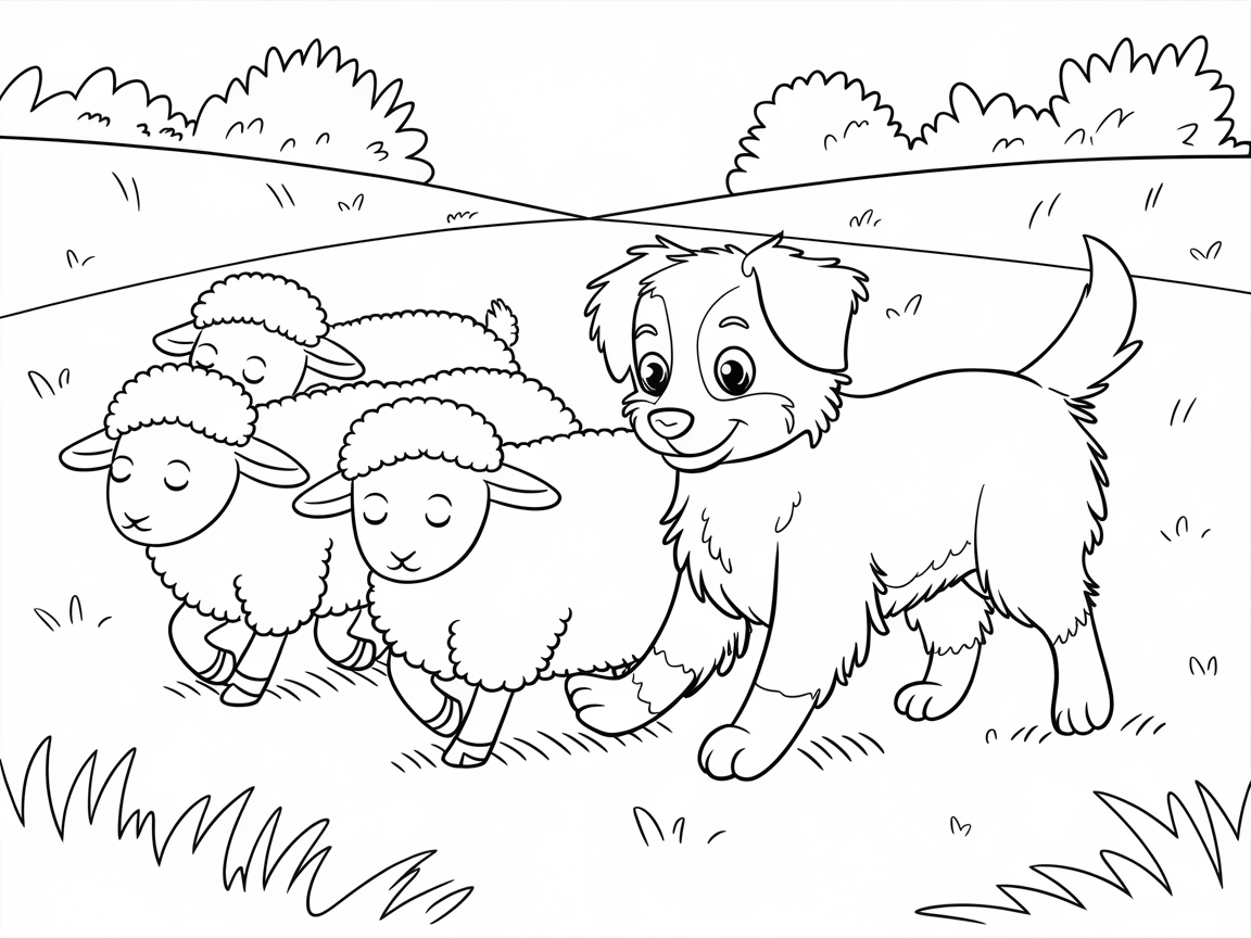 Shepherding Adventure: Puppy and Lambs in Harmony
