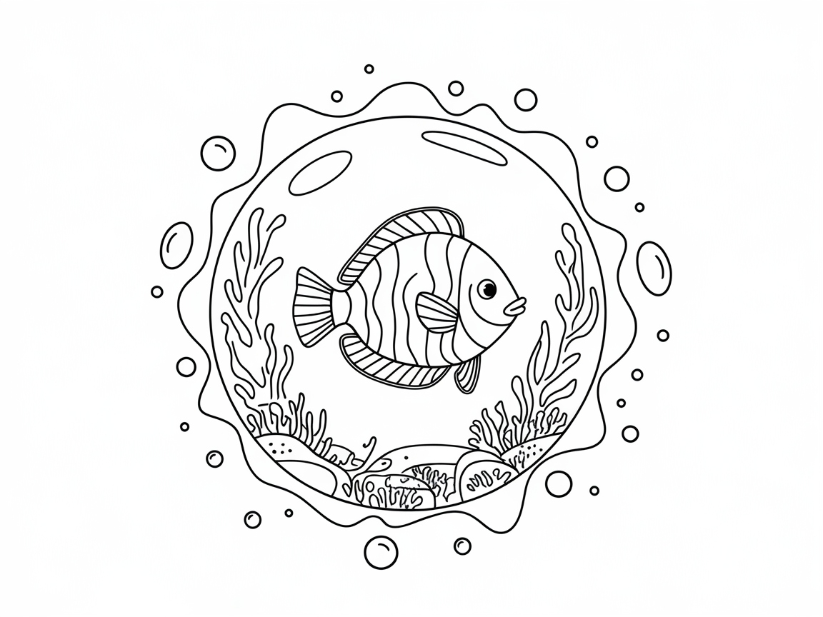 Color This Serene Underwater Scene with a Striped Fish