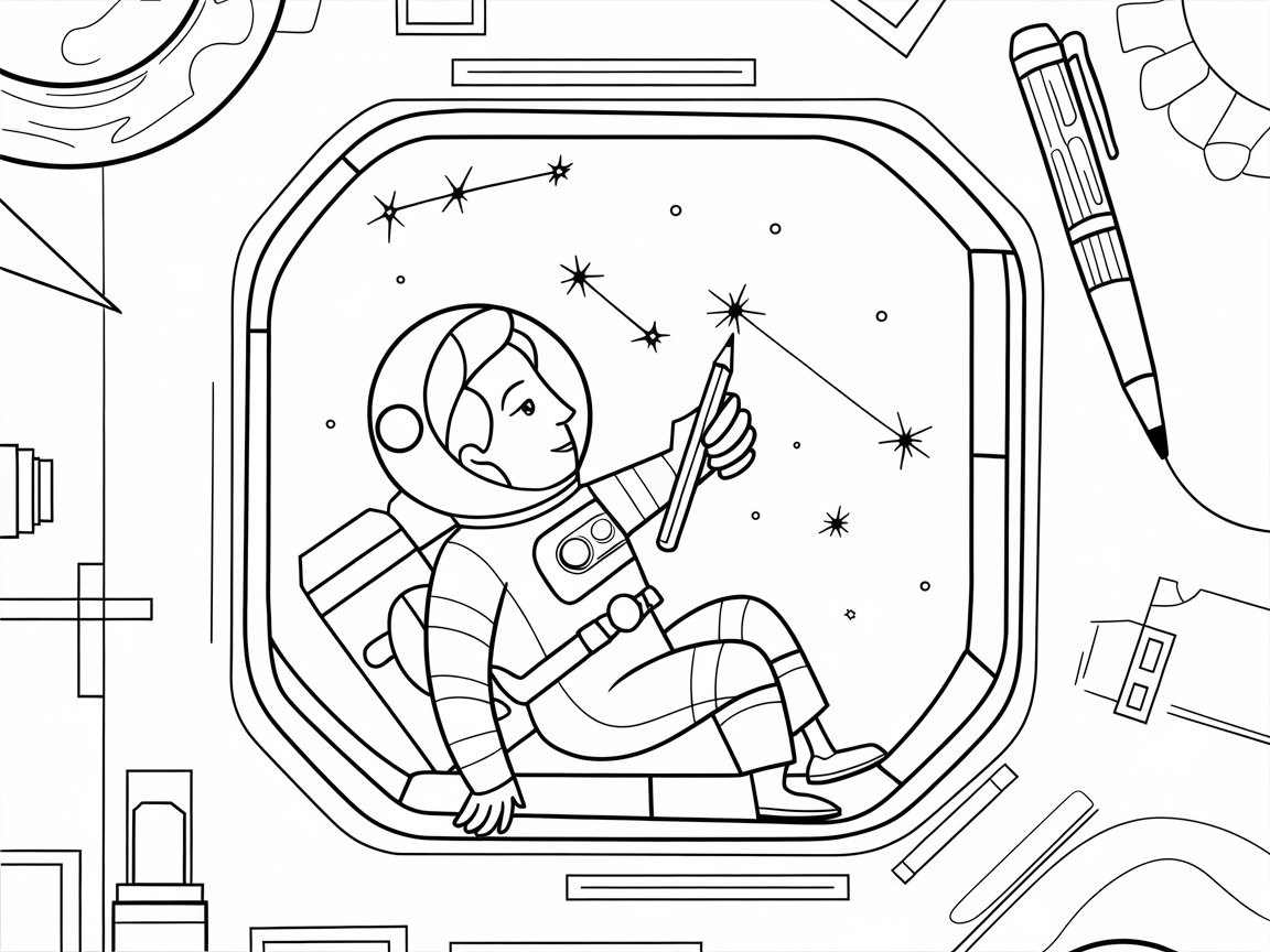 Starry Sketches: Astronaut Doodling in Space