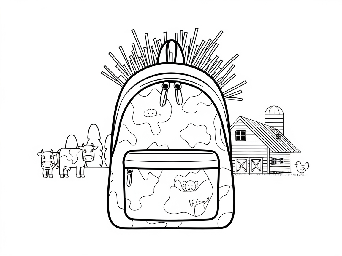 Farmyard Fun with This Barnyard Backpack Coloring Page