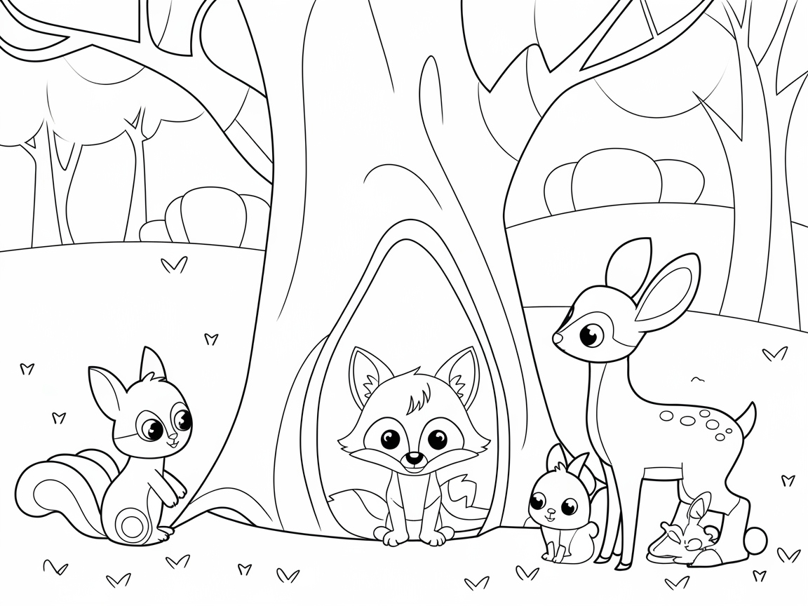 Playful Woodland Gathering: Baby Fox and Friends