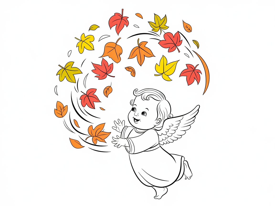 Joyful Angel Baby Playing in Autumn Leaves
