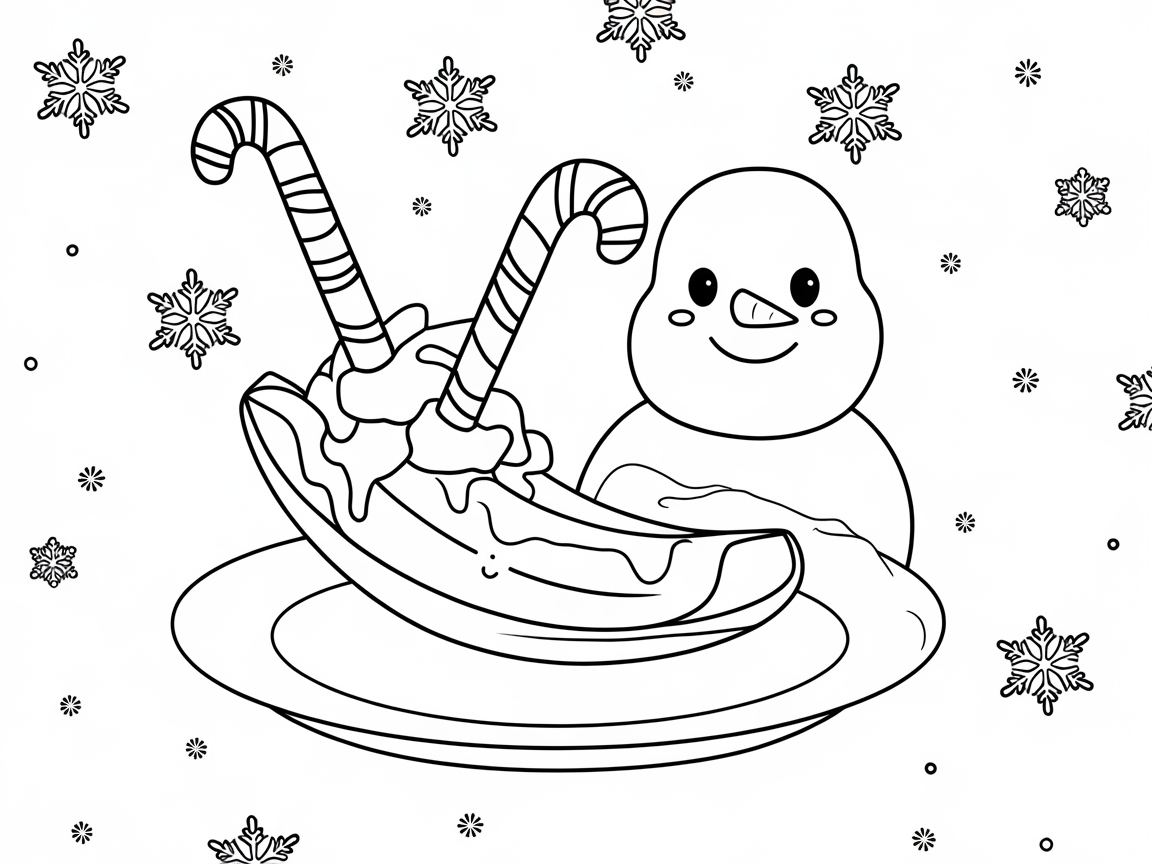 Embrace Winter with This Snowy Banana Split Page