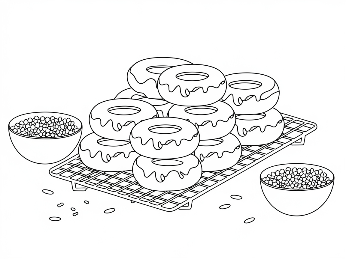 Dive into Deliciousness with This Donut Delight Coloring Page