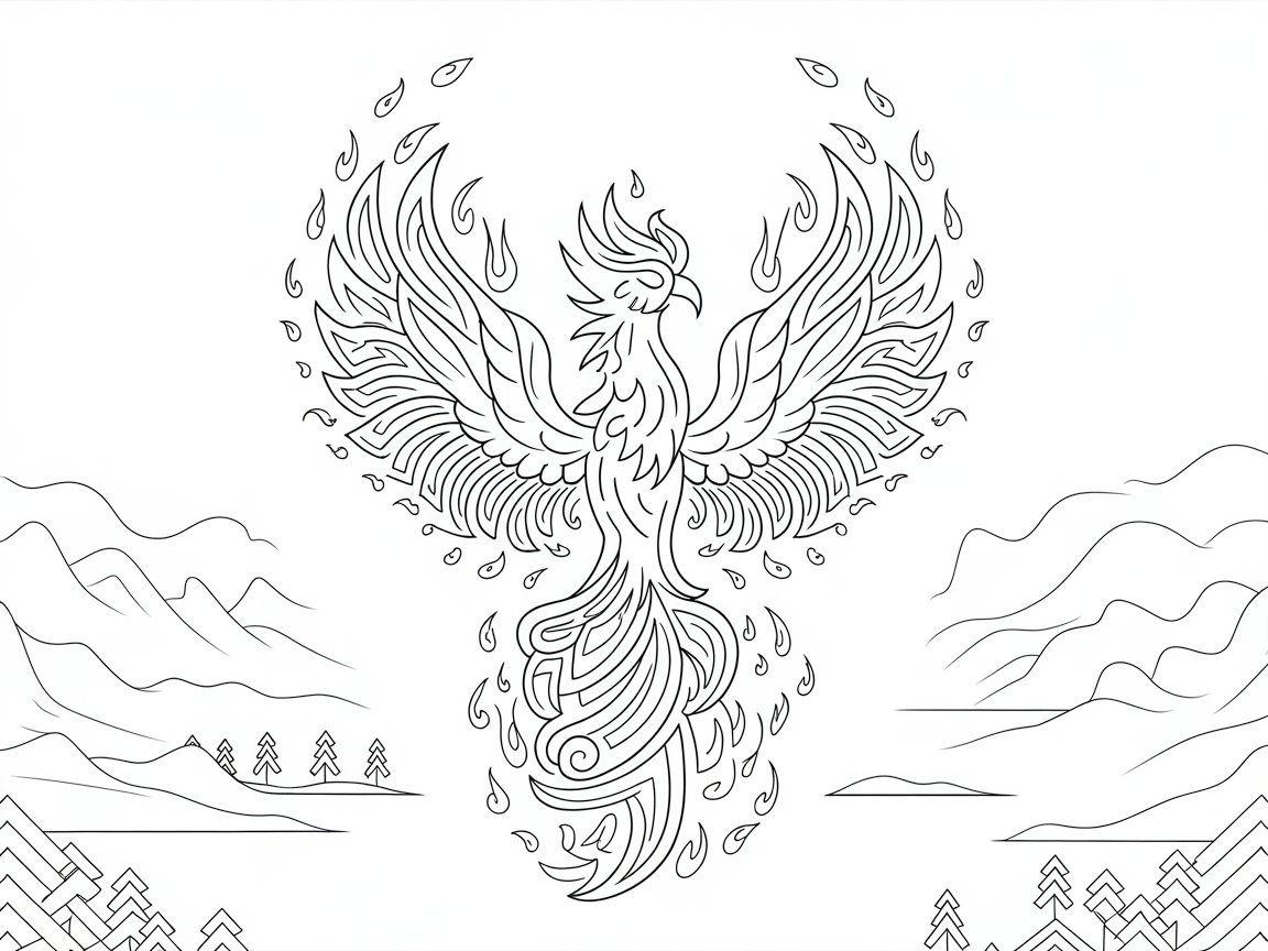 Ignite Your Creativity with This Majestic Phoenix Coloring Page