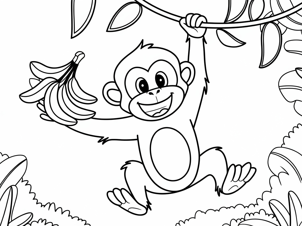 Cheerful Monkey Swinging through the Jungle