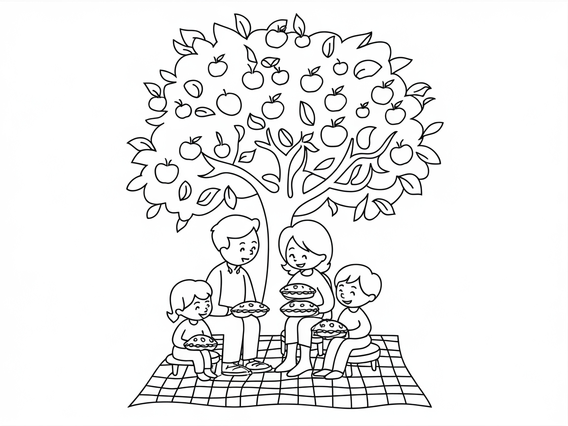 Family Picnic Under the Apple Tree
