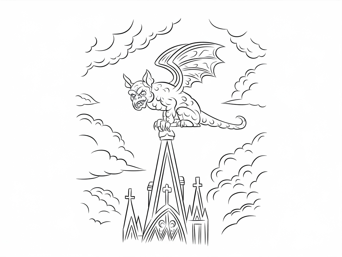 Channel Gothic Vibes with This Gargoyle Coloring Page