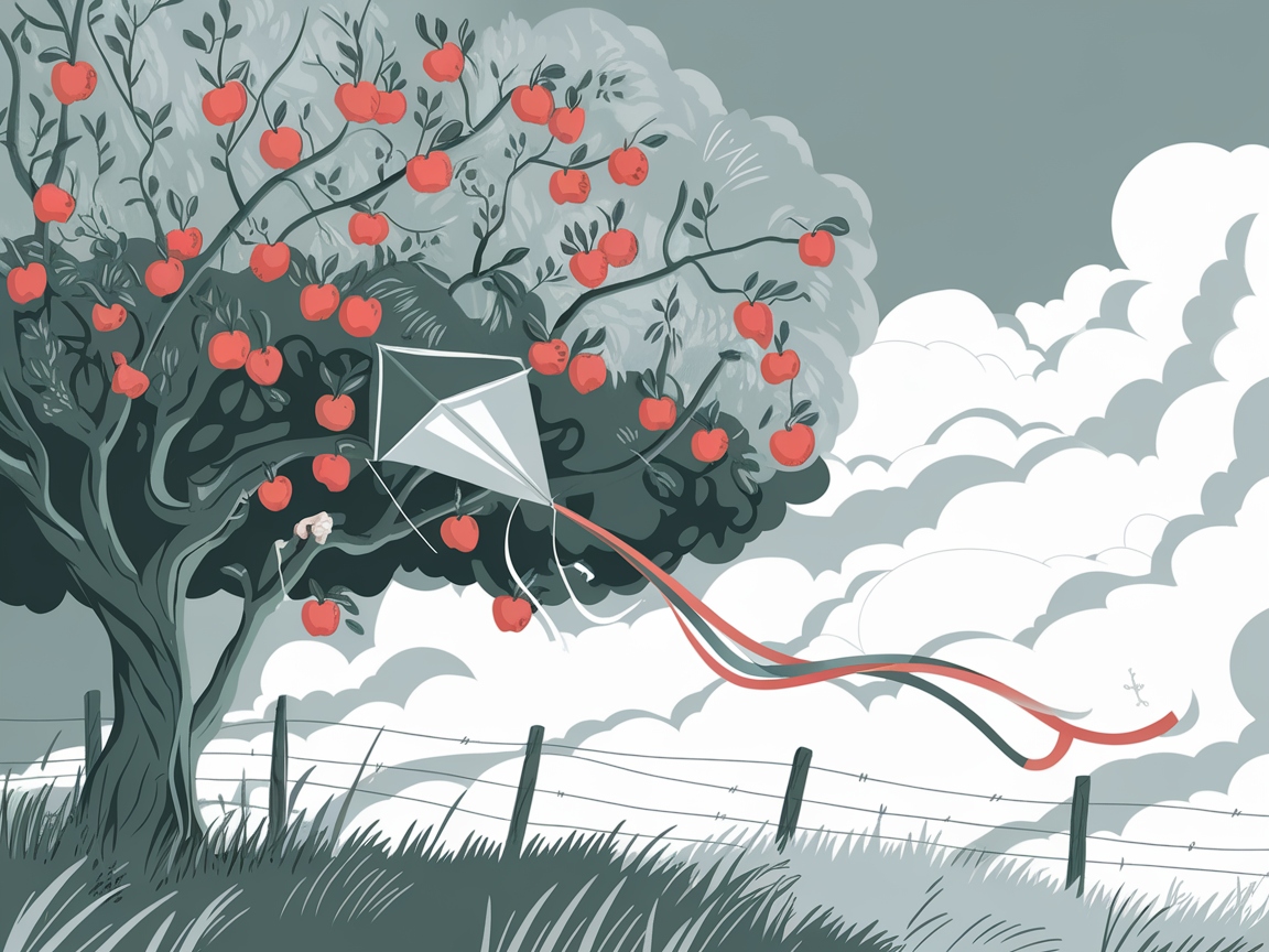 Kite-Flying Fun Among Apple Trees