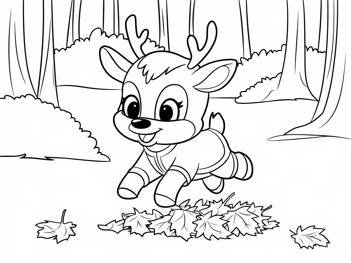 Playful Baby Reindeer in an Autumn Forest
