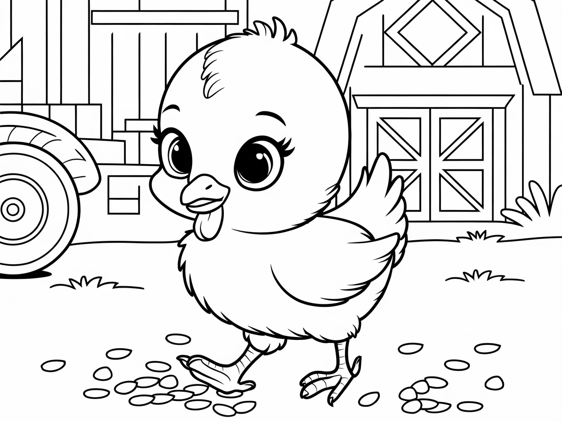 Charming Chick Strolling on the Farm
