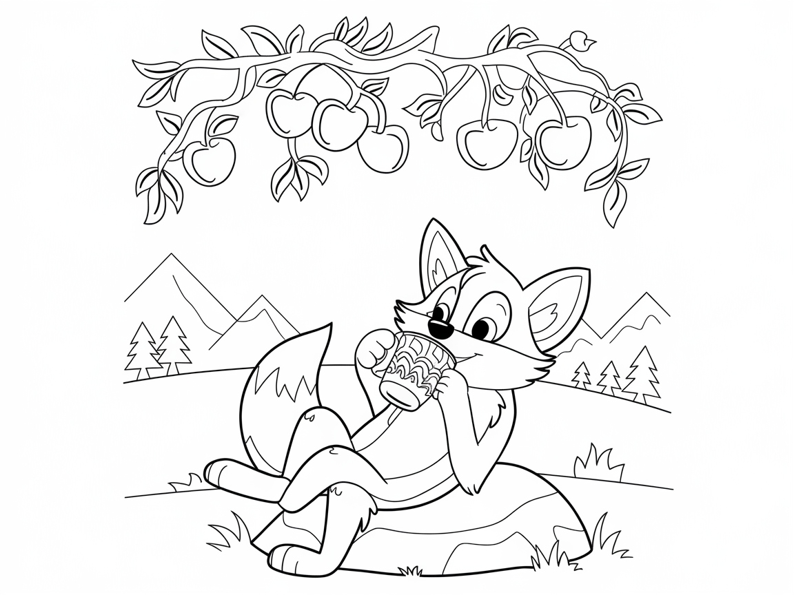 Color the Adventure with This Fox in the Orchard