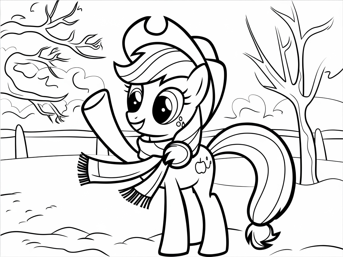 Winter Wonderland with Apple-Loving Pony