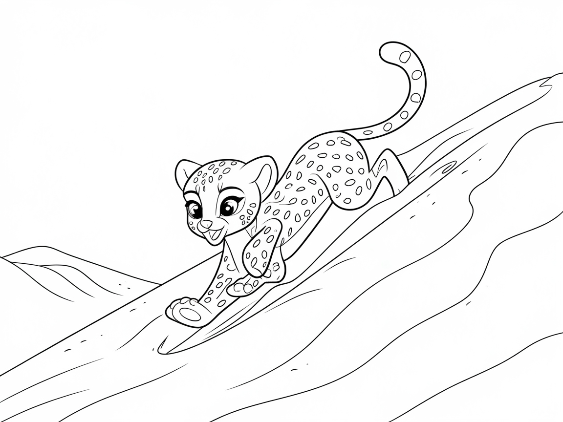 Adventurous Cheetah Cub Scaling a Hill