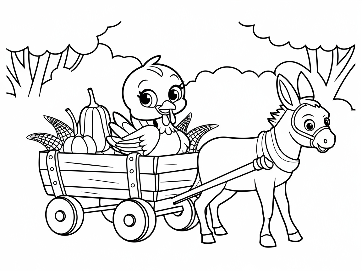Join This Baby Turkey on a Harvest Wagon Ride
