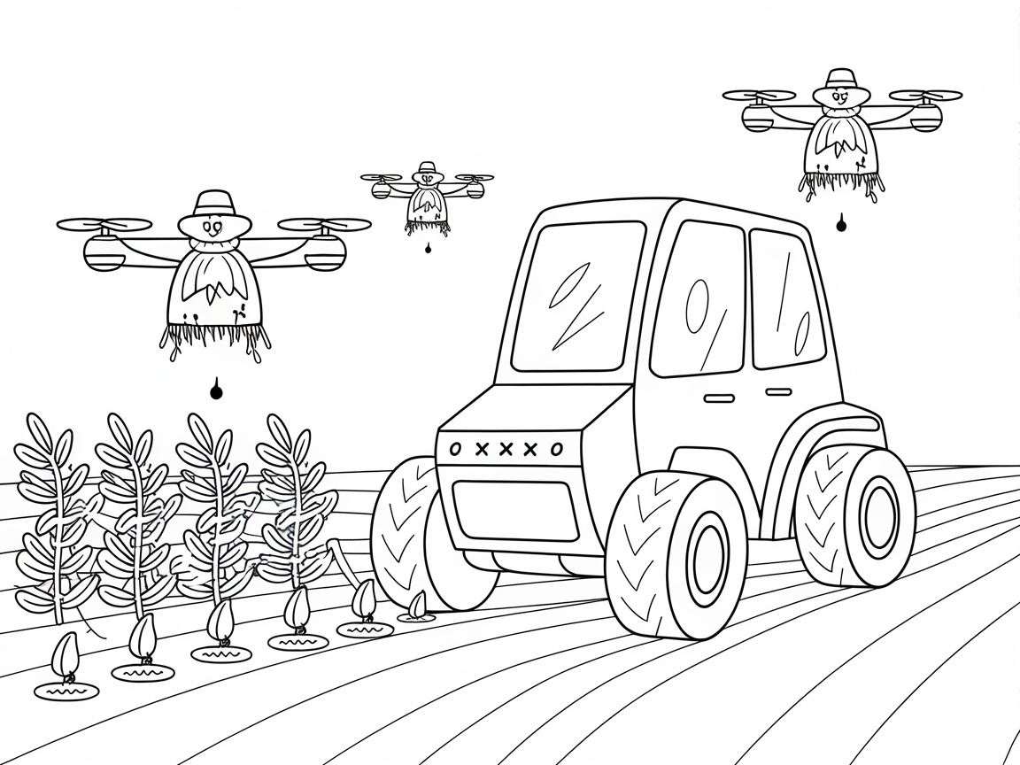 Color the Future of Farming with Drones and Tractors