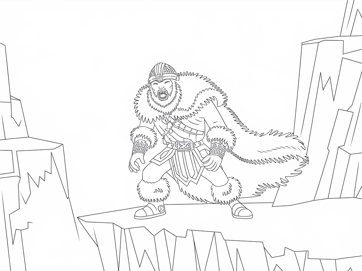 Armored Barbarian Braces for Battle on the Frosty Peaks