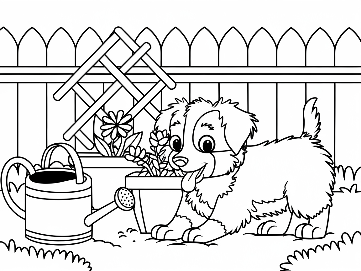 Garden Adventures: Australian Shepherd Puppy Exploring