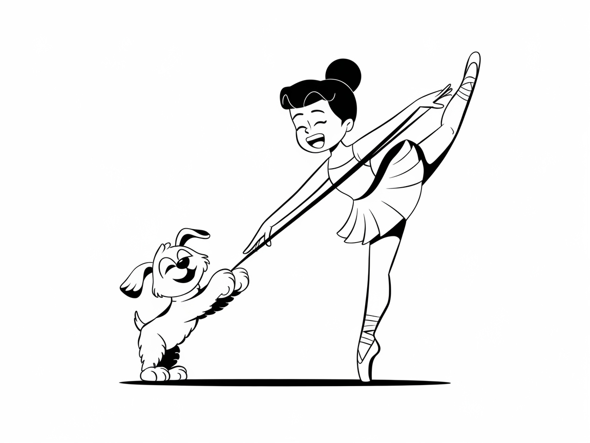 Join the Fun With This Playful Ballerina and Puppy Duo