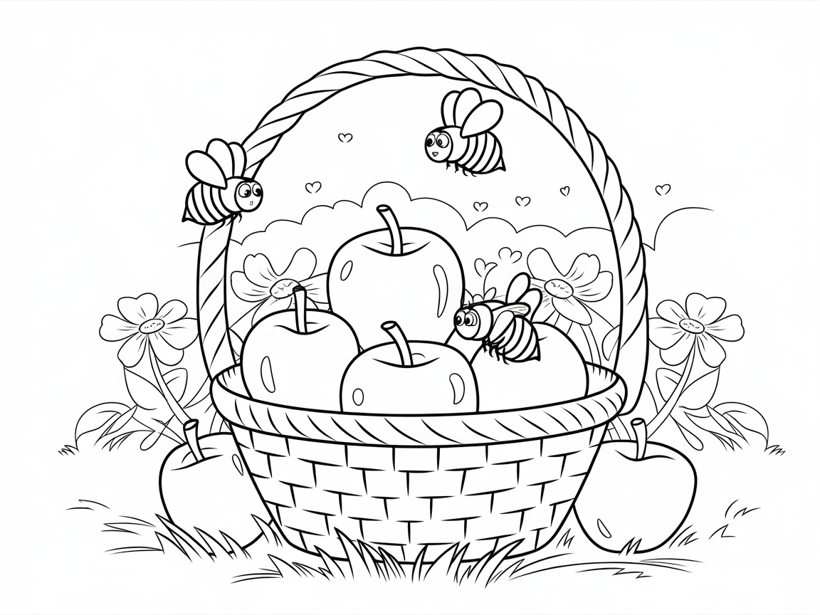 Busy Bees and Blooming Apples Await Your Colors