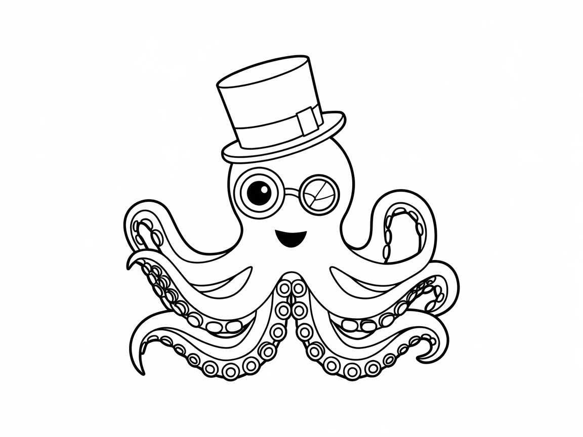 Get Dapper with This Stylish Octopus Coloring Page