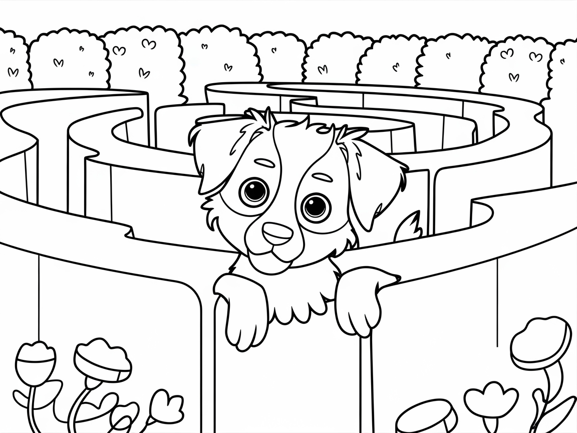Maze Adventure with an Australian Shepherd Puppy
