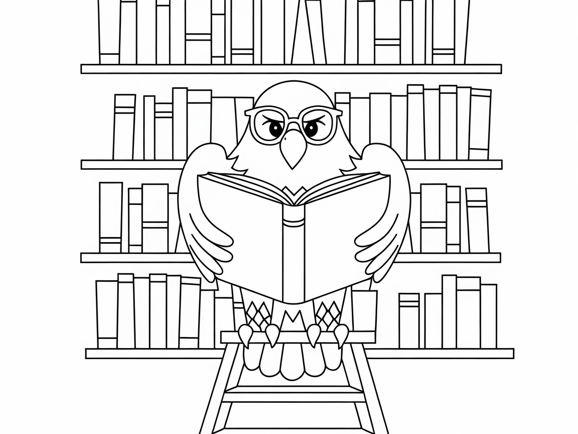 Scholarly Bald Eagle with a Book