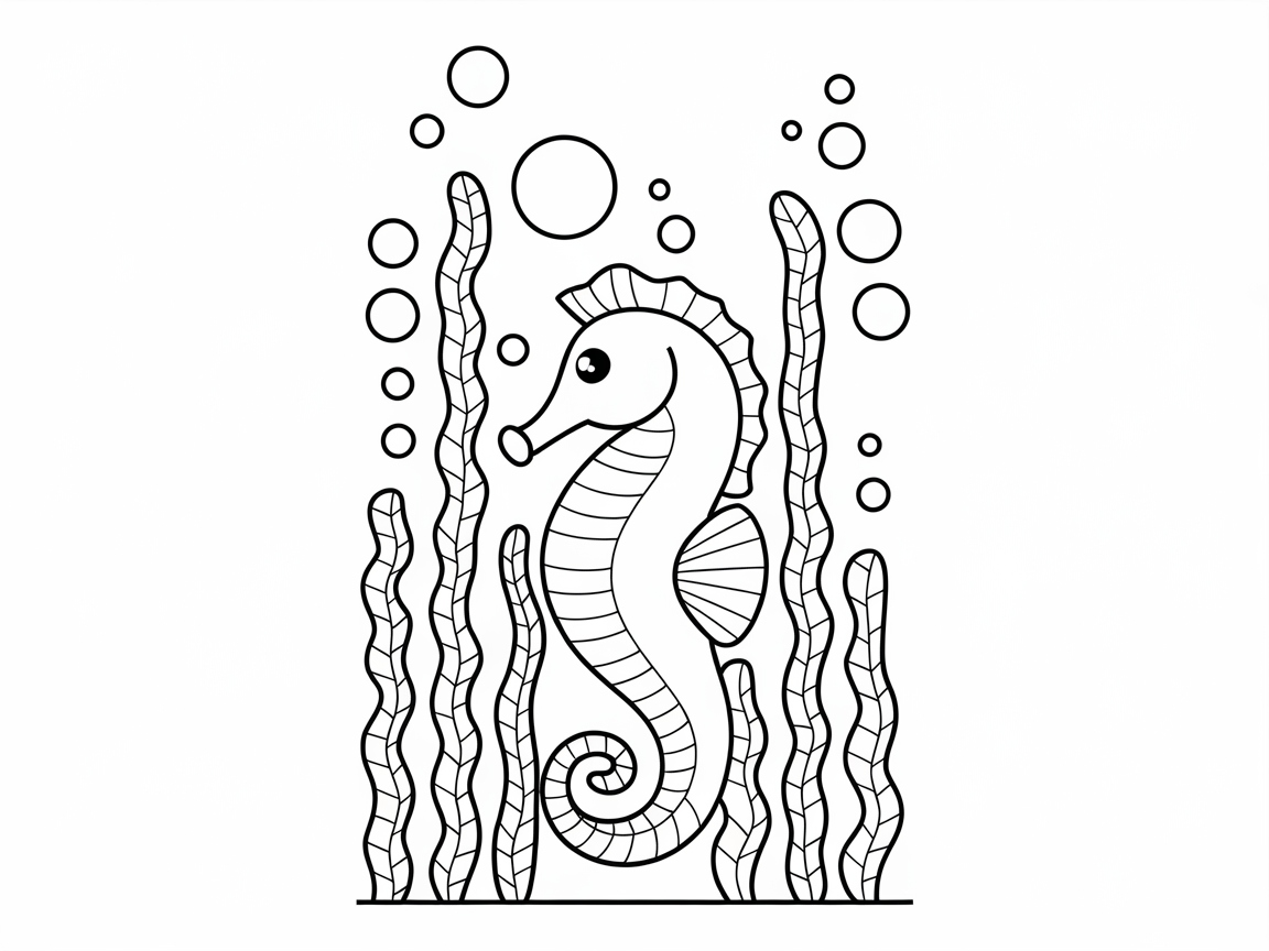 Whimsical Seahorse in a Bubble Wonderland