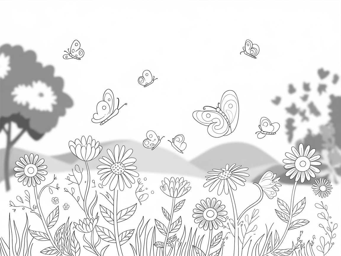 Whimsical Butterfly and Daisy Garden