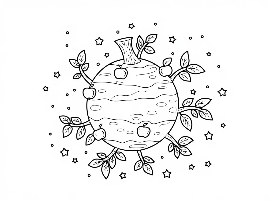 Explore the Universe with This Apple Planet Coloring Page