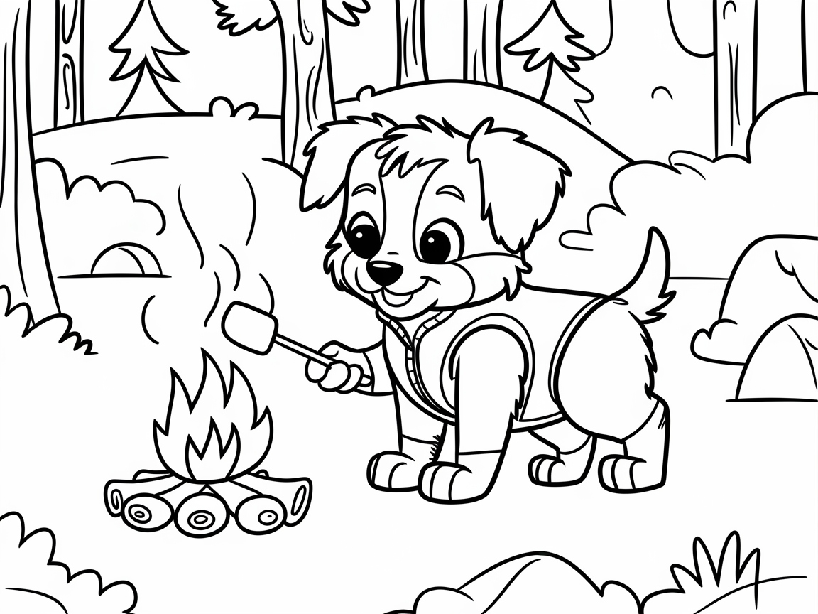 Campfire Adventures with This Happy Pup