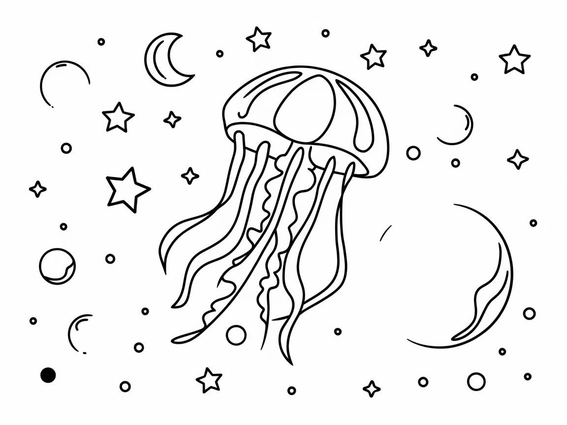 Float Through Space with This Cosmic Jellyfish Coloring Page