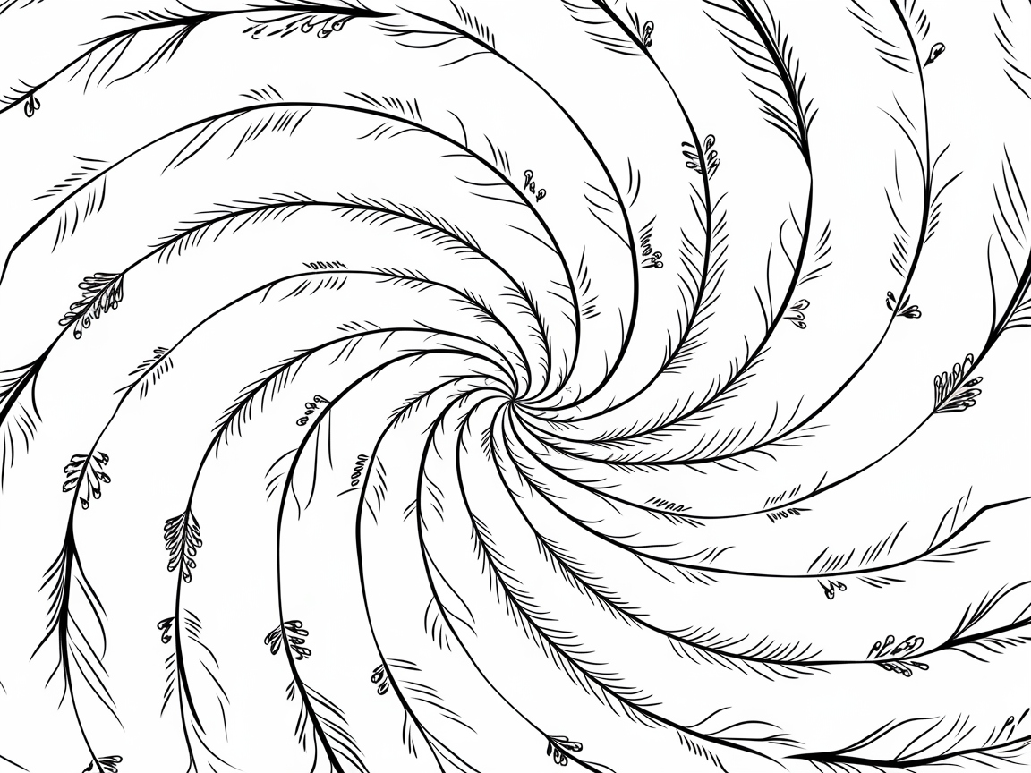 Intricate Spiral of Feathered Patterns