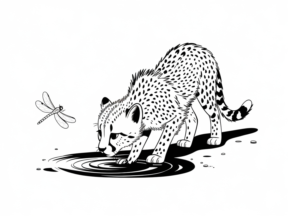 Curious Cheetah Cub by the Water