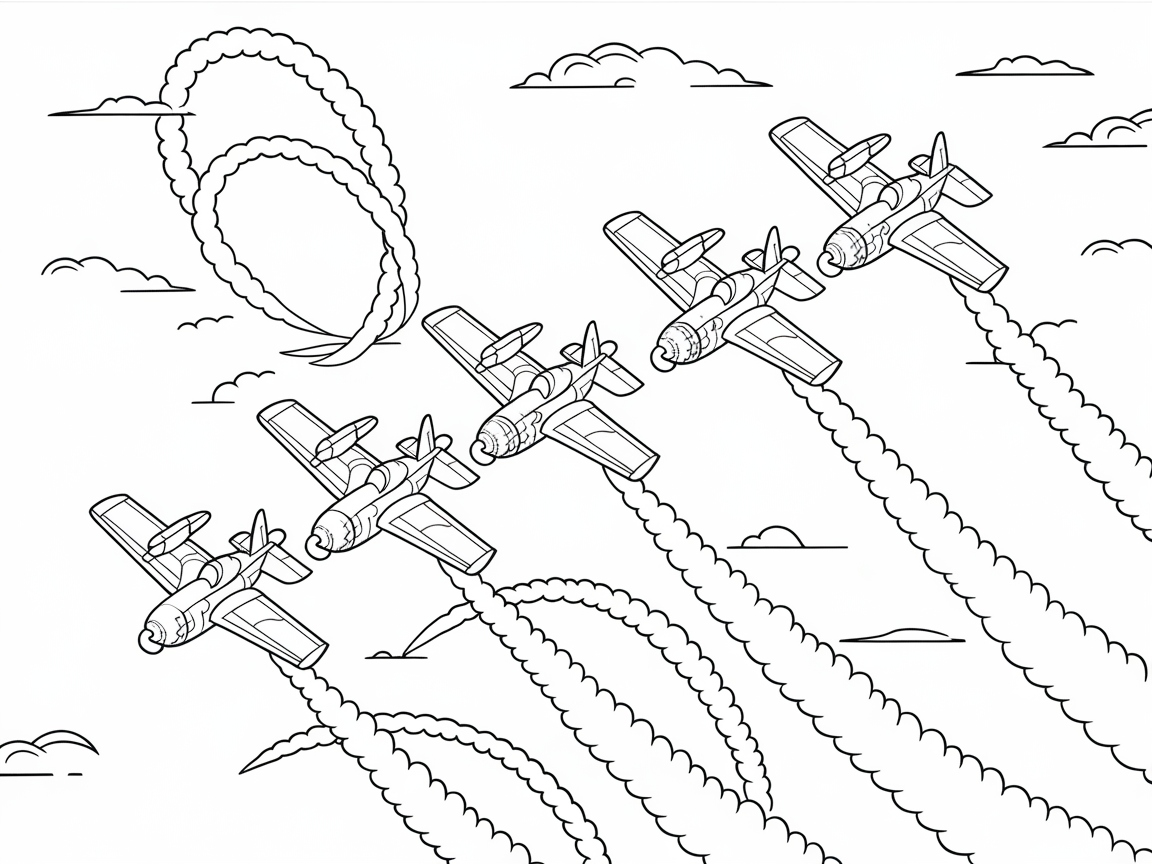 Join the Precision of This Aerobatic Squadron Coloring Page
