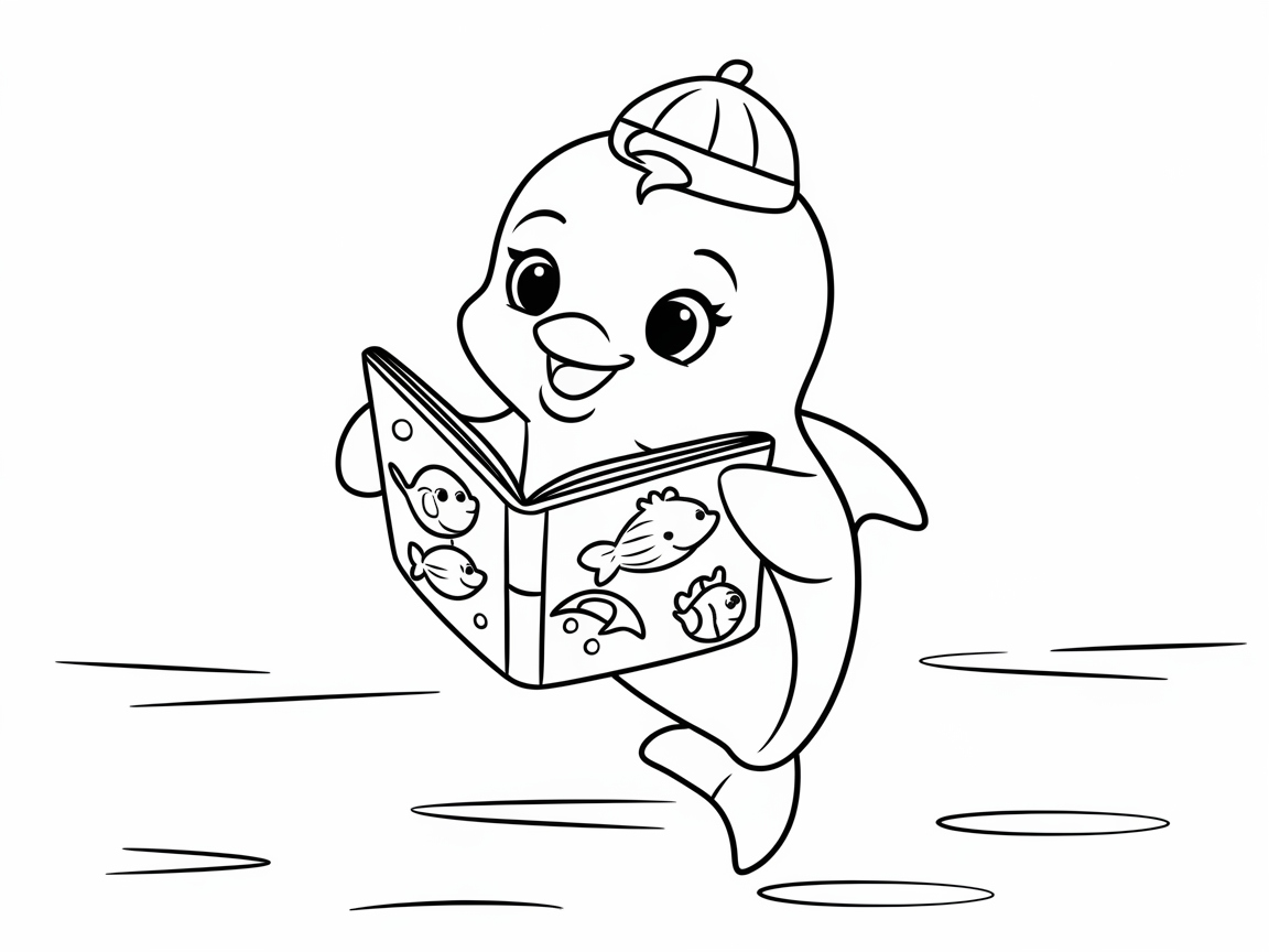 Have a Splash with This Reading Dolphin Coloring Page