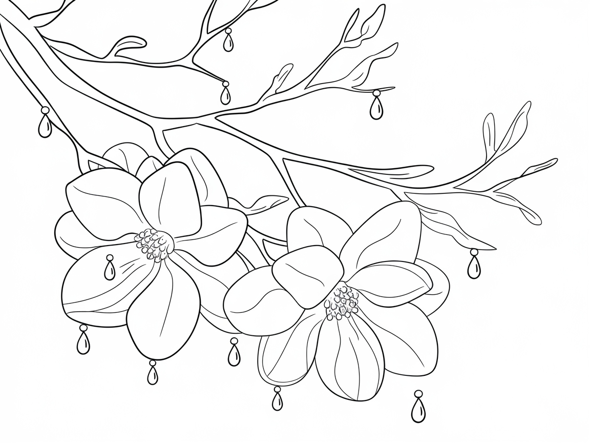 Graceful Magnolia Blossoms on a Branch