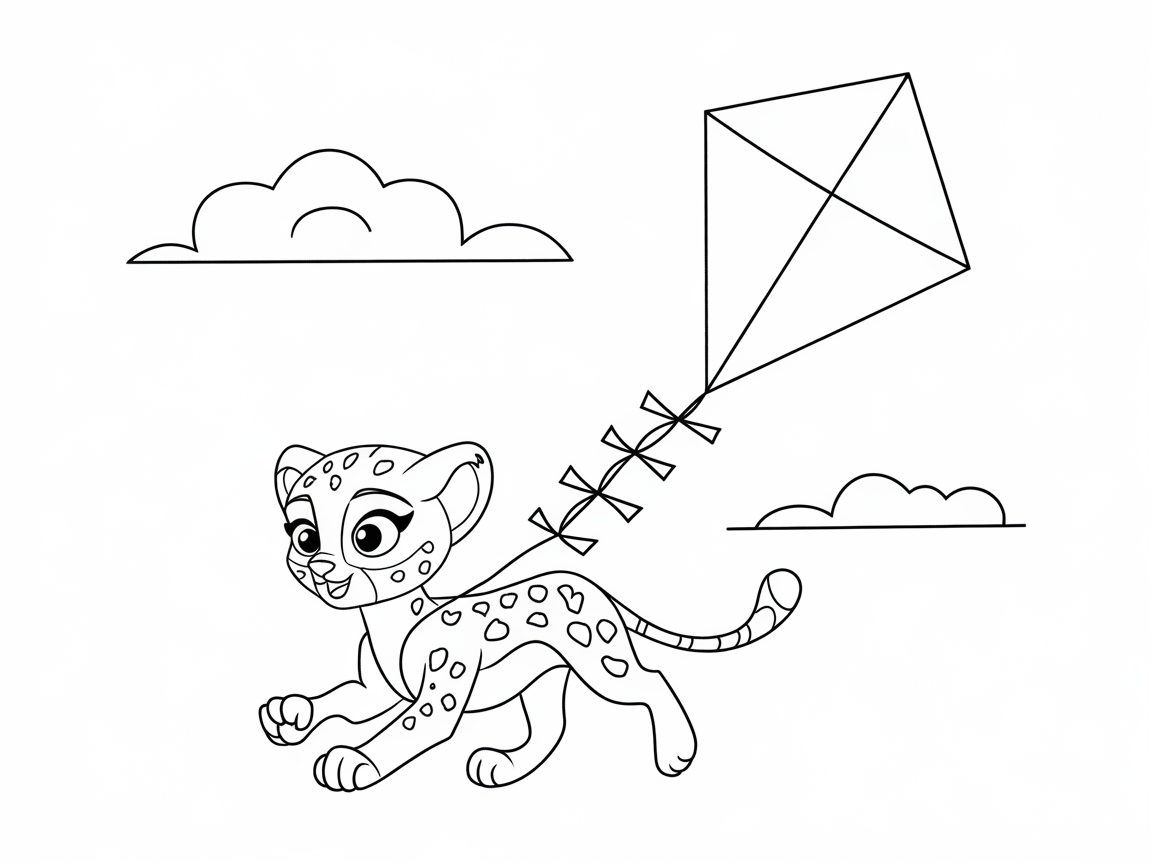 Cheetah Cub Flying a Kite in the Breeze