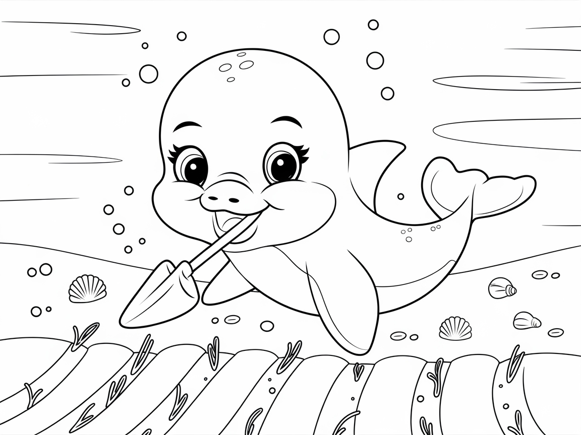Dig into Fun with This Ocean Explorer Dolphin Coloring Page