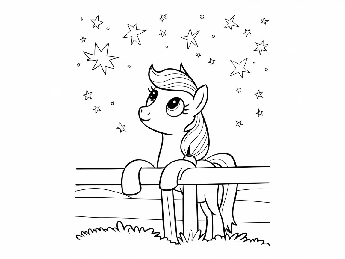 Stargazing Pony in a Dreamy Night Sky