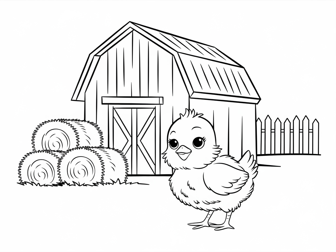 Cheerful Chick in the Farmyard