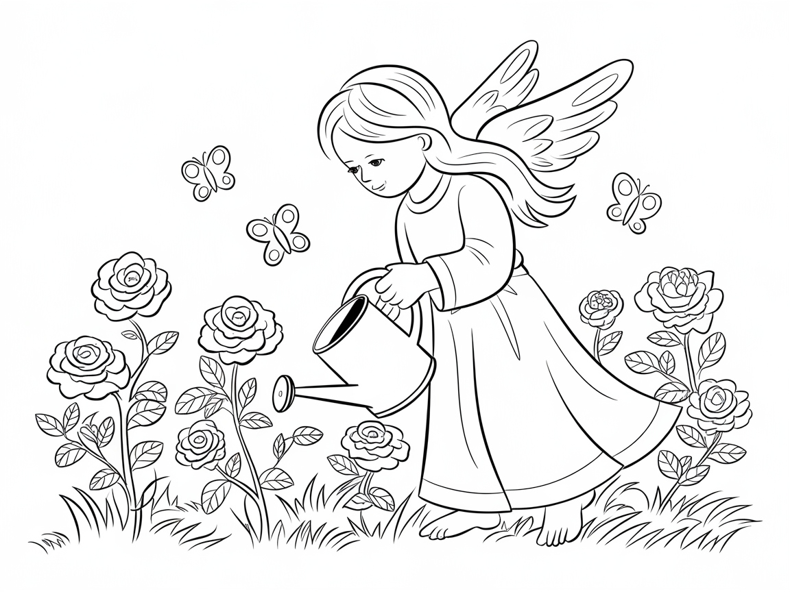 Nurturing Angel in a Garden of Roses